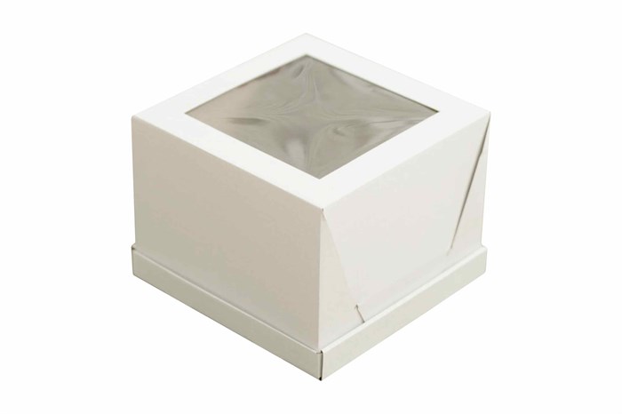 Короб картонный д/тортов с окном  280х280х200 CUBE BOX белый (50шт) 23989