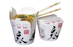 Короб бумажный China Pack (чина пак) /d1-70x83,d2-83,h-100/ Китай БЕЛЫЙ с рисунком 750мл (50/500шт) 5324