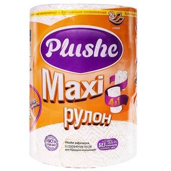 Полотенце бумажное Plushe Maхi (плюше макси) 1 рулон, 2-х слойные 40м, белый, 1/18 в кор ЮГ НФ-00015656