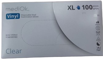Перчатки ПРОЗРАЧНЫЕ MEDIOK ВИНИЛ ХL /10х100шт/ (10) ДД НФ-00018592