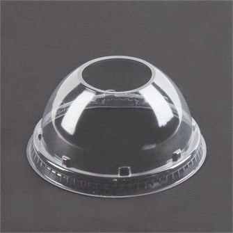 Крышка прозрачная купол Pet (ПЭТ) ЮНИФОЛ с отверстием д. 95  (8упх100шт)  (800шт) НФ-00019828
