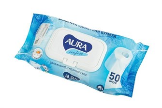 Туалетная бумага влажная "АУРА" Ультра Комфорт 50 л клапан 1/24 ПТ НФ-00025560