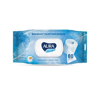 Туалетная бумага влажная "АУРА" Ультра Комфорт 80 л клапан 1/12 ПТ НФ-00025561