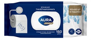 Туалетная бумага влажная "АУРА" Премиум 150 л клапан 1/12 ПТ НФ-00026802