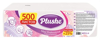 Салфетки 24х24 PLUSHE (Плюше) 1-слойн., 500л, 1/5уп Белые ЮГ НФ-00027020