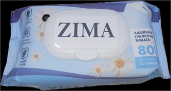Туалетная бумага влажная "Zima" с ромашкой 80 л клапан 1/20 ПТ НФ-00020388