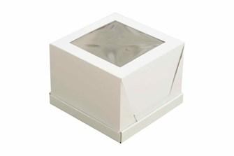 Короб картонный д/тортов с окном  260х260х210 CUBE BOX белый (50шт) 23988
