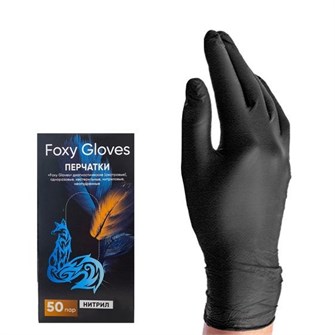Перчатки Foxy Gloves черные  нитриловые XL 1/ 50 пар 1/10 в кор ДД НФ-00017643