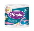 Туалетная бумага Plushe Deluxe  "Парфюм" (плюше делюкс) 4 рулона 15м, 3-х слойная, 1/12 в уп ЮГ НФ-00027018